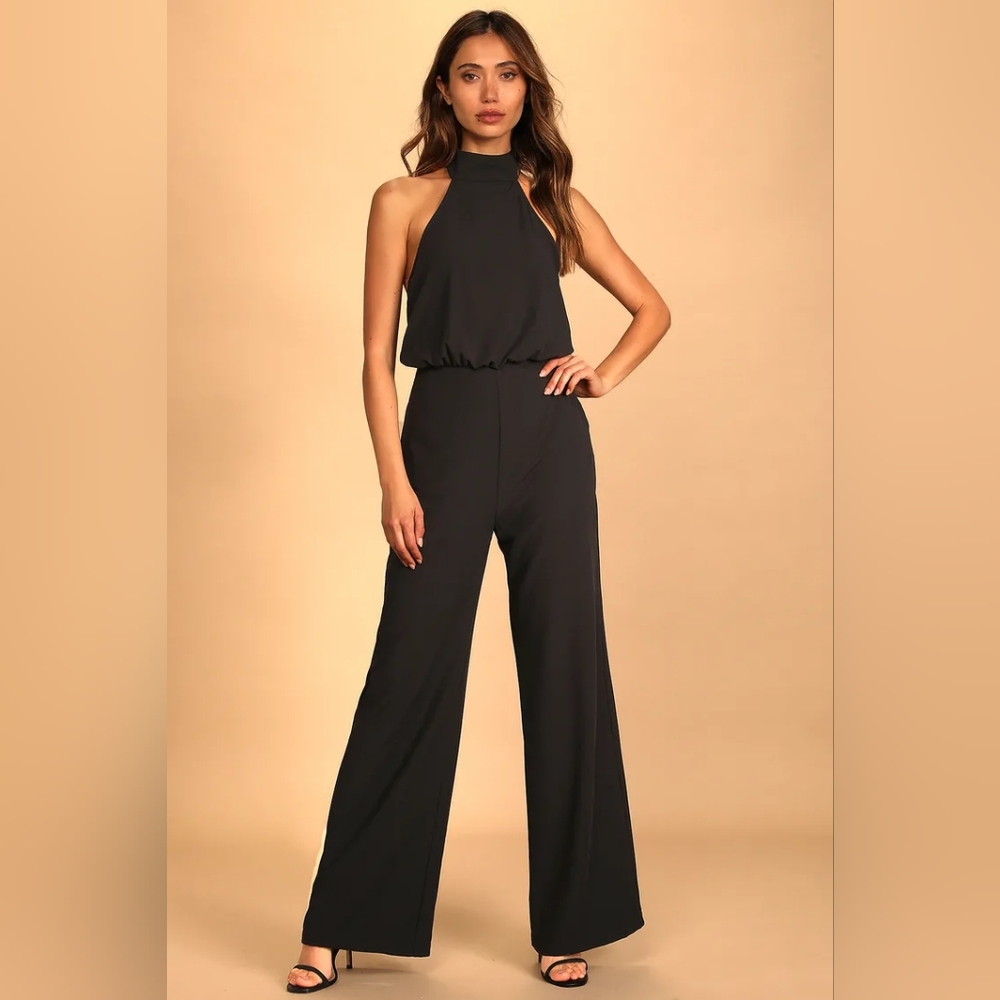 Lulu's Moment for Life Black Halter Jumpsuit